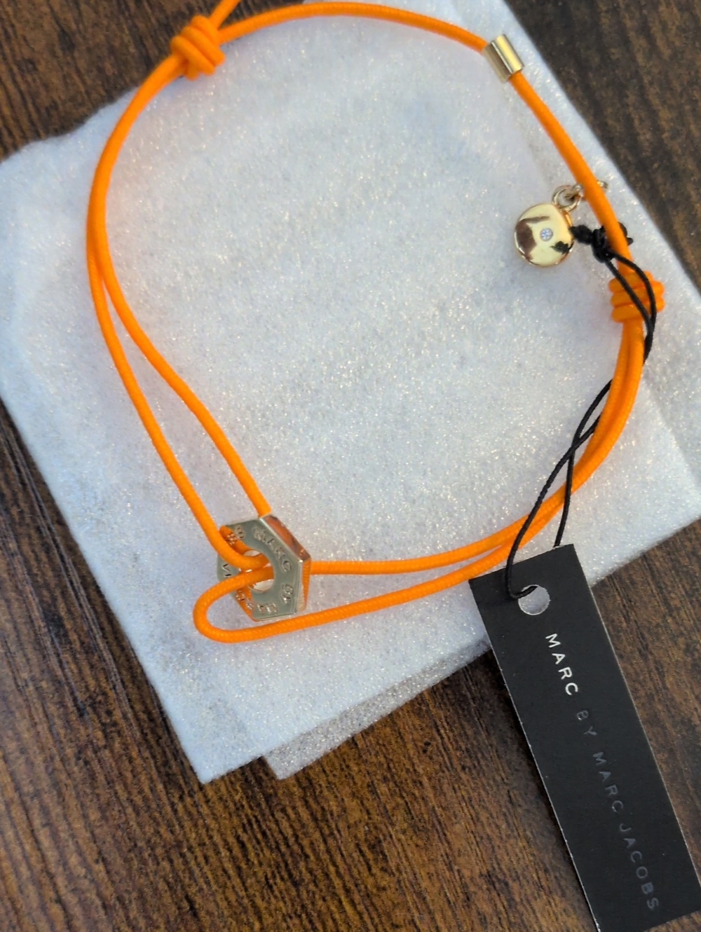 Marc by Marc Jacobs Orange Cord Bracelet with Gold Accent New